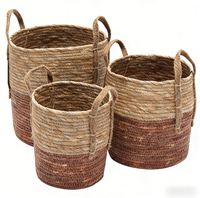 Paniers de rangement personnalisables en fibre végétale tressée à la main, écologiques, de haute qualité, avec poignée, multi-usages, grande taille, forme ovale moderne