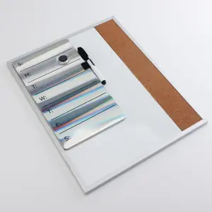 Magnetic Aluminum frame white board Laser Tinplate Calendar with cork