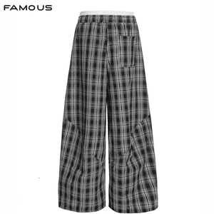 <span class=keywords><strong>Pantalon</strong></span> large Y2K à <span class=keywords><strong>carreaux</strong></span>, coupe droite, style streetwear pour <span class=keywords><strong>homme</strong></span>, vente en gros OEM en vrac - Product Image 2