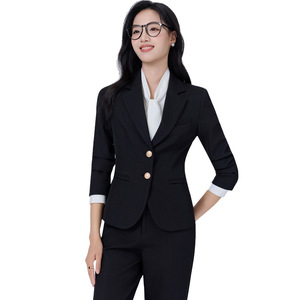 Women's Professional Suit Set Cream Polyester Anti-Wrinkle <b>Work</b> Uniform Commute - Product Image 5