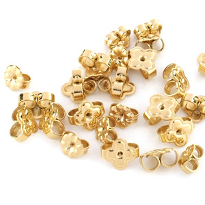 Attaches d'oreilles en acier inoxydable plaqué or, forme trèfle à quatre feuilles, fournitures de bijoux, accessoires de bricolage - Product Image 5