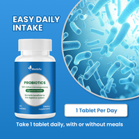 Tablet Suplemen Diet Probiotik 60 Tablet, Mendukung Keseimbangan Mikroekologi Usus, Kesehatan Pencernaan & Kekebalan Tubuh untuk Dewasa