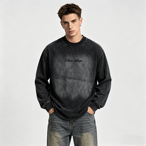 Camiseta Personalizada DTG con Hombros Caídos, Camiseta de Manga Larga de Algodón para Hombre, Camiseta Holgada con Estampado Gráfico - Product Image 2