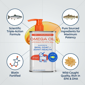 Omega 3 6 9 Visolie Voor Honden Katten Gezonde Huid Glanzende Vacht Heupgewrichten Met Wilde Alaskan Zalmolie Vloeibare Gezondheid Huisdier Supplementen - Product Image 2