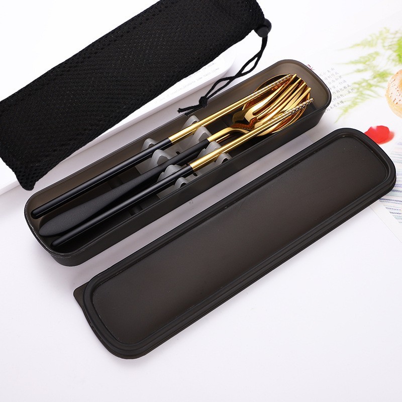 [Three-Piece Set] Golden + Black + Black Box Black Bag