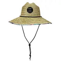 Amazon Hot Sale Low MOQ Breathable Windproof Sunshade Custom Sombrero Mexican Lifeguard Straw Hat