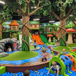 Équipement de terrain de jeu intérieur commercial pour enfants, structure de jeu personnalisée avec fosse à balles, sur le thème de la forêt - Product Image 4