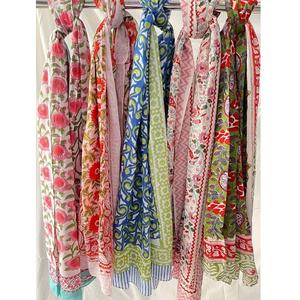 Hand Block Print Cotton <b>Sarong</b> Lightweight Breathable Beach <b>Wrap</b> Versatile Summer Clothing Accessory With Soft Natural Fabric - Product Image 1