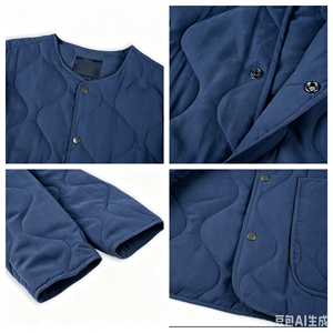 OEM Heren Gewatteerde Voeringjas Mat Nylon Stof Ronde Hals Knoopsluiting Lichtgewicht Casual Voeringjas Op Maat Merk - Product Image 5