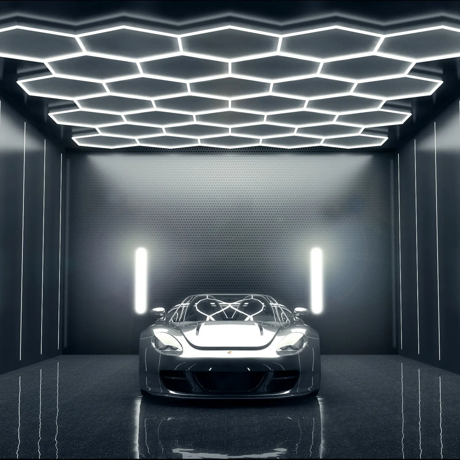 Negozio di dettagli auto e Garage palestra soffitto modulare Garage esagonale luce Led barbiere negozio di luce