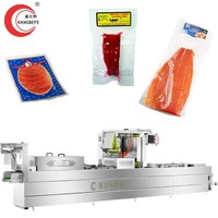 Machine d'emballage par thermoformage, scelleuse sous vide pour barquettes alimentaires, pour ligne d'emballage de filets de poisson