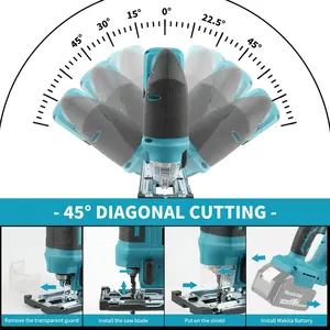 Makita <span class=keywords><strong>18V</strong></span> 300W Mini scie sauteuse électrique sans balais à grande vitesse Modèle DJV182 0-2700 tr/min Course de 80 mm Angle de coupe de 45° Bois - Product Image 3