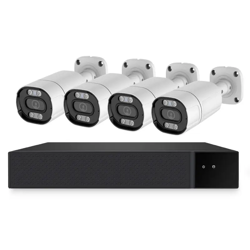 Rilevamento del suono di visione notturna 5MP Full HD 4K sistema di sicurezza domestica CCTV 4ch macchina fotografica per esterni proiettile NVR Kit CCTV POE Kit fotocamera