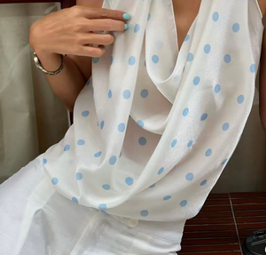 Women's Chiffon Halter <b>Top</b> Polka Dot Sheer <b>Layer</b> Casual Sleeveless Tank <b>Top</b> Spring Summer Loose Fit - Product Image 3