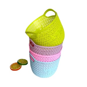 Panier de rangement creux pour cosmétiques et bijoux R276, organisateur rond, panier de rangement, plastique coloré, 1 yuan 2 yuan - Product Image 1