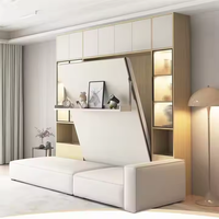 Canapé-lit escamotable vertical en bois massif, étagère design peu encombrante pour petite chambre à coucher Installation facile Meubles de maison