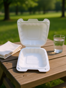 Taddhong 6x6 White PP Hinged Container <b>Microwavable</b> With <b>Lid</b> 1 Compartment Minimalist Design - Product Image 2