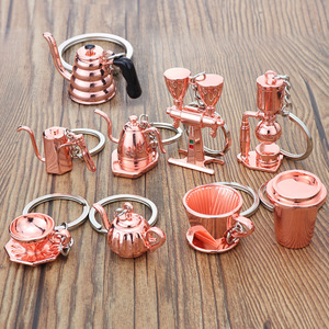 Mô phỏng <span class=keywords><strong>3D</strong></span> Mini cà phê Maker Keychain cà phê Bộ kim loại móc chìa khóa những người yêu thích món quà lưu niệm cà phê Keyring Cocktail Keychain tùy chỉnh - Product Image 5