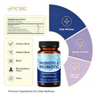 Gummies Probiotiques et Prébiotiques SYC BIO Formule Quotidienne Avancée 50 Unités Framboise Bleue Marque Privée OEM ODM Prix de Gros