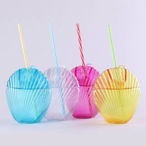Mermaid Party Supplies <b>Seashell</b> Molded Cup Straw Sea Shell Cups With Straws - Product Image 1