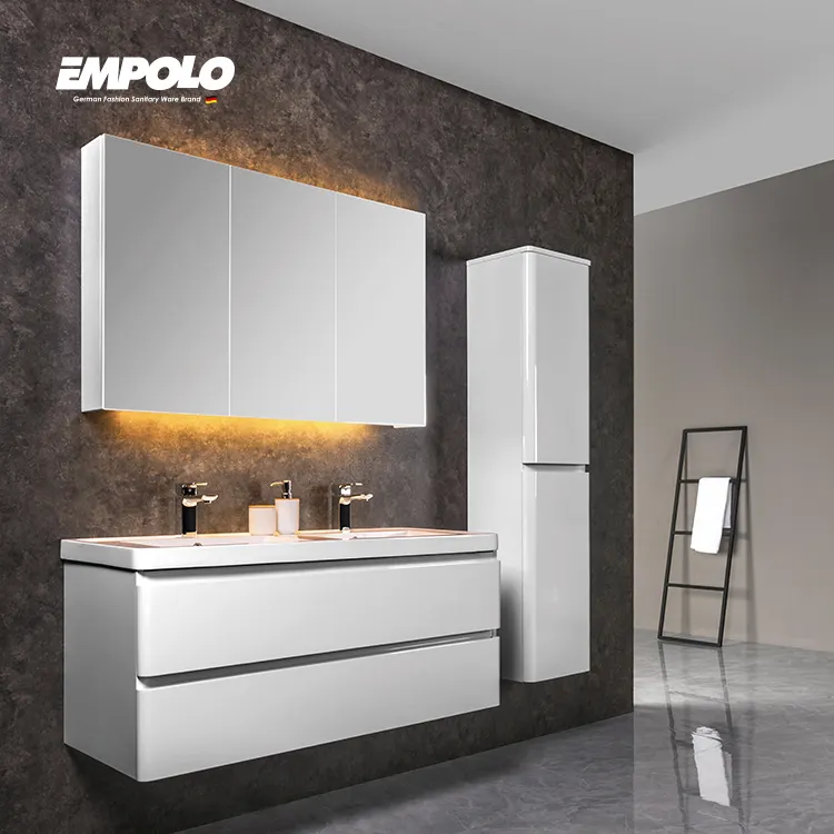 Miroir de vanité Double évier, lavabo antique, avec lumières, salle de bains, armoire de lavabo
