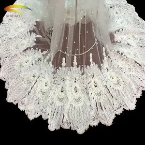 3d beaded veil voile lace fabrics embroidered tulle for bridal baby dress