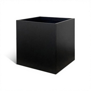Jardinière carrée noire en acier de 24 pouces, style américain, grande, pour intérieur/extérieur, robuste, pour usage hôtelier - Product Image 1
