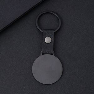 Factory <b>Customized</b> Stainless Steel Company Logo Blank Laser Engraved Circular Metal Pu <b>Keychain</b> in Various Shapes - Product Image 4