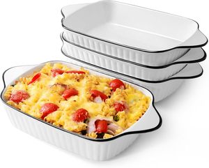 Gift Ceramic White <b>Baking</b> Plate Dish <b>Set</b> White Porcelain Bowl <b>Set</b> With Gift Box - Product Image 4