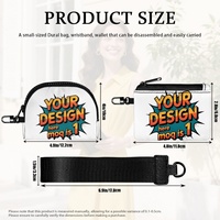 Gelang Tangan Mini Zip Double Pocket Berkualitas Tinggi, Cetak Sesuai Pesanan, Tahan Air, Bahan Polyester, Stylish, Praktis untuk Olahraga