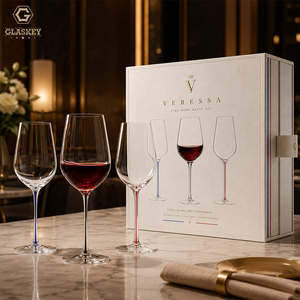 Calici da Vino in Cristallo da 14.4 oz con Stelo Colorato, Bicchieri Universali per Cabernet, Merlot, <span class=keywords><strong>Chardonnay</strong></span>, Calici Eleganti - Product Image 1