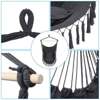 31,5 pouces. Hamac de camping confortable en toile avec 2 oreillers et pompons, gris