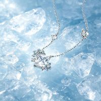 Kalung Kristal Tembaga Hydrangea Wanita Mewah Ringan Zirkon Bunga Choker Rantai Bambu Modis Serbaguna
