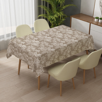 Nappe de table rectangulaire beige à motifs floraux RNPT, nappe en toile cirée réutilisable pour patio et festivals