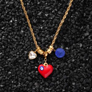Collier à breloques interchangeable personnalisé pour femmes, chaîne en acier inoxydable dorée, pendentif en zircon en forme de cœur - Product Image 3