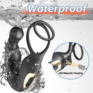 Fernbedienung Doppelte Verwendung Stimulierende Rotation Vibrierender <span class=keywords><strong>Penis</strong></span> ring Anal Butt <span class=keywords><strong>Plug</strong></span> Cockring für Männer - Product Image 4