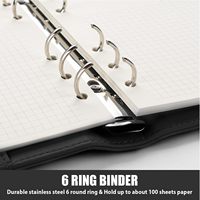 Carnet de notes A5 personnalisé en cuir PU rechargeable à 6 anneaux pour papier de remplissage Journal de poche à feuilles mobiles avec boucle magnétique