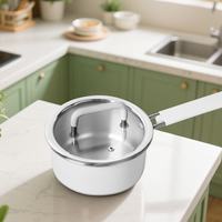 Casserole en titane sans revêtement, petite marmite pour aliments pour bébés, casserole à sauce à poignée unique avec couvercle en verre pour la cuisine domestique