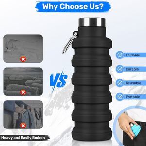 Nouveautés : Bouteille de voyage pliable en caoutchouc écologique unisexe de 500 ml avec poignée intégrée - Product Image 4