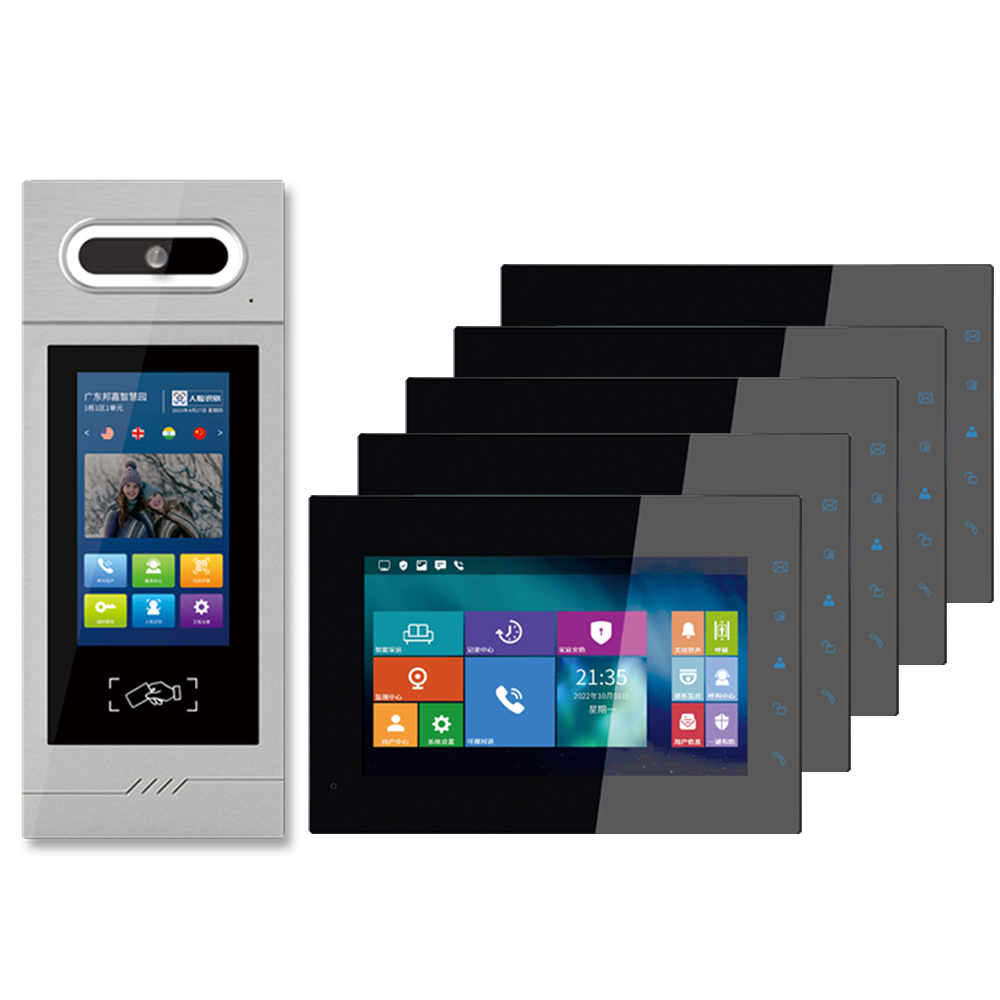 1outdoor station+4monitor+1power supply+1POE