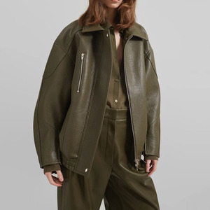 <span class=keywords><strong>Chaqueta</strong></span> de cuero sintético oversize <span class=keywords><strong>para</strong></span> <span class=keywords><strong>mujer</strong></span>, <span class=keywords><strong>con</strong></span> cremallera, estilo motociclista, a la moda, <span class=keywords><strong>para</strong></span> otoño e invierno, OEM - Product Image 5