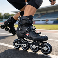 Patins à roulettes pour adultes, hommes et femmes, réglables, agressifs, durables, cadre en polyuréthane et carbone, roulements ABEC-9, haute performance, noirs