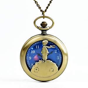Vintage Bronze Petit Prince <span class=keywords><strong>Montre</strong></span> De Poche Style Rétro Galaxy Cadran En Acier Inoxydable Quartz Unisexe Collier Chaîne <span class=keywords><strong>pour</strong></span> Femmes/Hommes - Product Image 2