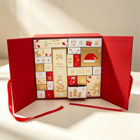 Boîte de calendrier de l'avent en carton recyclable de luxe au design personnalisé, fermeture magnétique, boîte de calendrier de l'avent 24 jours, boîte cadeau de Noël