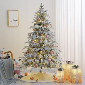 Árbol de Navidad Artificial Preiluminado con Nieve, de 1.2 a 2.4 Metros, con Base Metálica, Luces LED Cálidas Blancas, Diseño Plegable para Interiores - Product Image 1