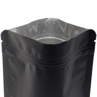 Impression personnalisée 3.5 pochettes noires en mylar à fermeture éclair refermable emballage alimentaire d'épices sac debout à fermeture éclair anti-odeur avec fenêtre