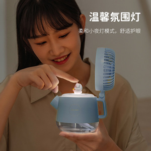 Ventilador humidificador con botella de agua Sanrio, portátil, recargable por USB, con luz para escritorio y oficina - Product Image 3