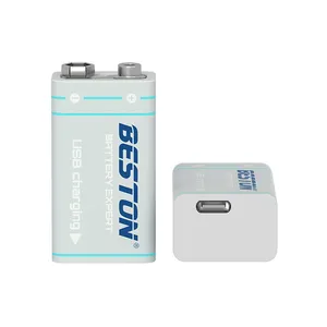 BESTON 2023 Tensão constante 9V Tipo-C 6F22 bateria recarregável 3700mwh bateria Li-ion para multi-medidor e brinquedo USB-C portátil