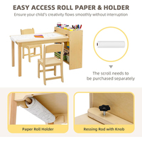 Étagères de rangement latérales multifonctionnelles pour tout-petits Table d'art pour enfants en bois avec 2 chaises pour écrire et dessiner
