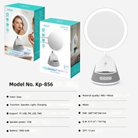 Cermin Rias Nirkabel Magnetik Pintar Dengan Lampu Isi Ulang Speaker BT Suara Jernih Cermin Kosmetik Portabel Audio